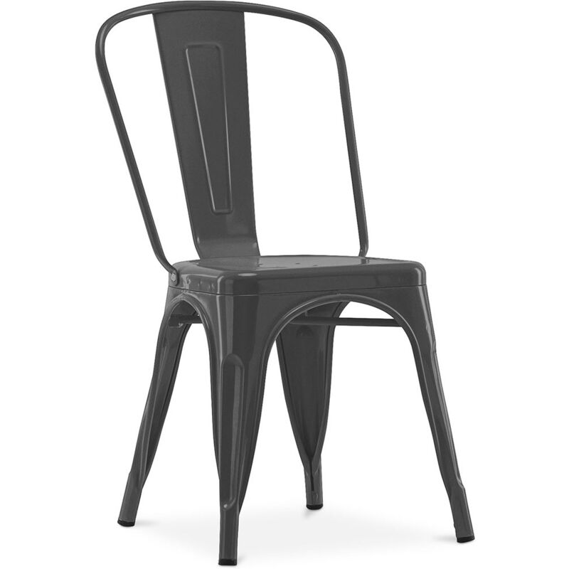 foto del prodotto tolix style sedia da pranzo design industriale acciaio nuova edizione stylix grigio scuro
