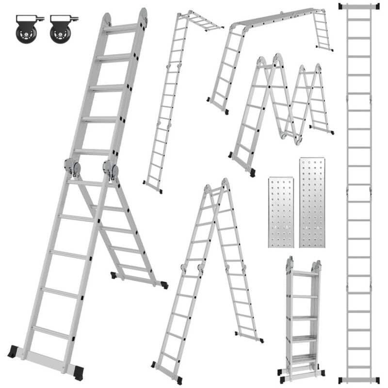 foto del prodotto tolletour randaco scala pieghevole scala multiuso scala telescopica 4x5 582cm scala d appoggio scala domestica scala in alluminio