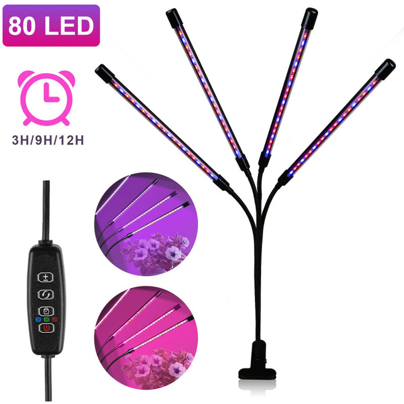 foto del prodotto tolletour swanew pflanzenlampe 80 led vollspektrum grow lampe 40w pflanzenlicht pflanzenleuchte mit 3 timer und auto einschalt funktion