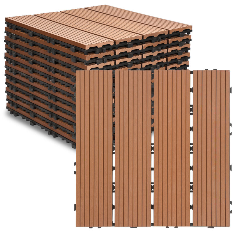 foto del prodotto tolletour swanew piastrelle per pavimenti da esterno piastrelle per terrazze in wpc 30x30 cm set di 11 pezzi per 1m marrone con aspetto legno