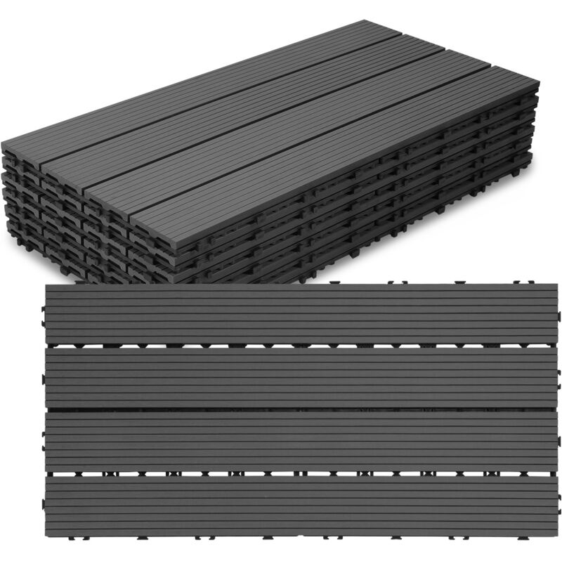 foto del prodotto tolletour swanew piastrelle per pavimenti da esterno piastrelle per terrazze in wpc 30x30 cm set di 6 pezzi per 1m antracite con aspetto legno