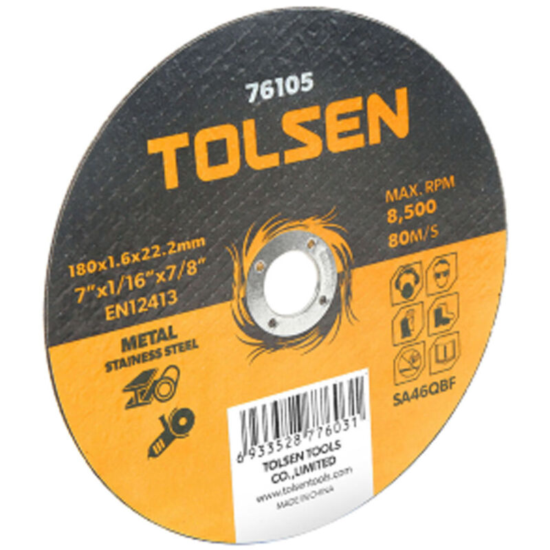 foto del prodotto tolsen disco da taglio professionale per ferro inox 115 x1.0x22.2 mm 76132t