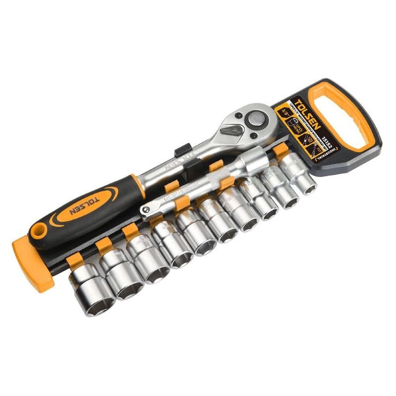 foto del prodotto tolsen set 12pz cricchetto reversibile con bussole da 1 2 