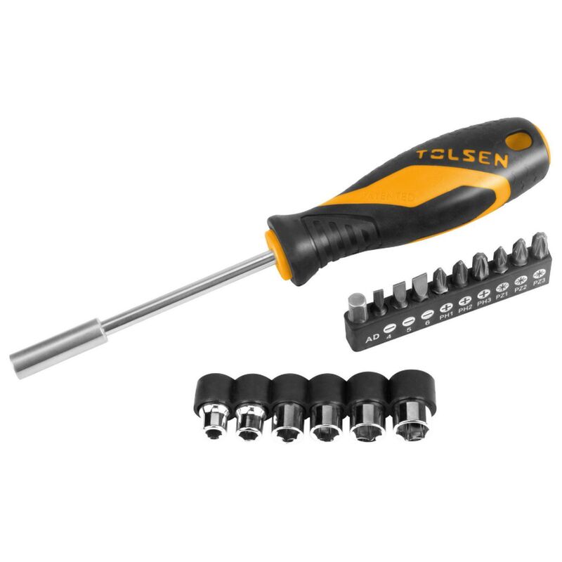 foto del prodotto tolsen set 17pz cacciavite con inserti e bussole