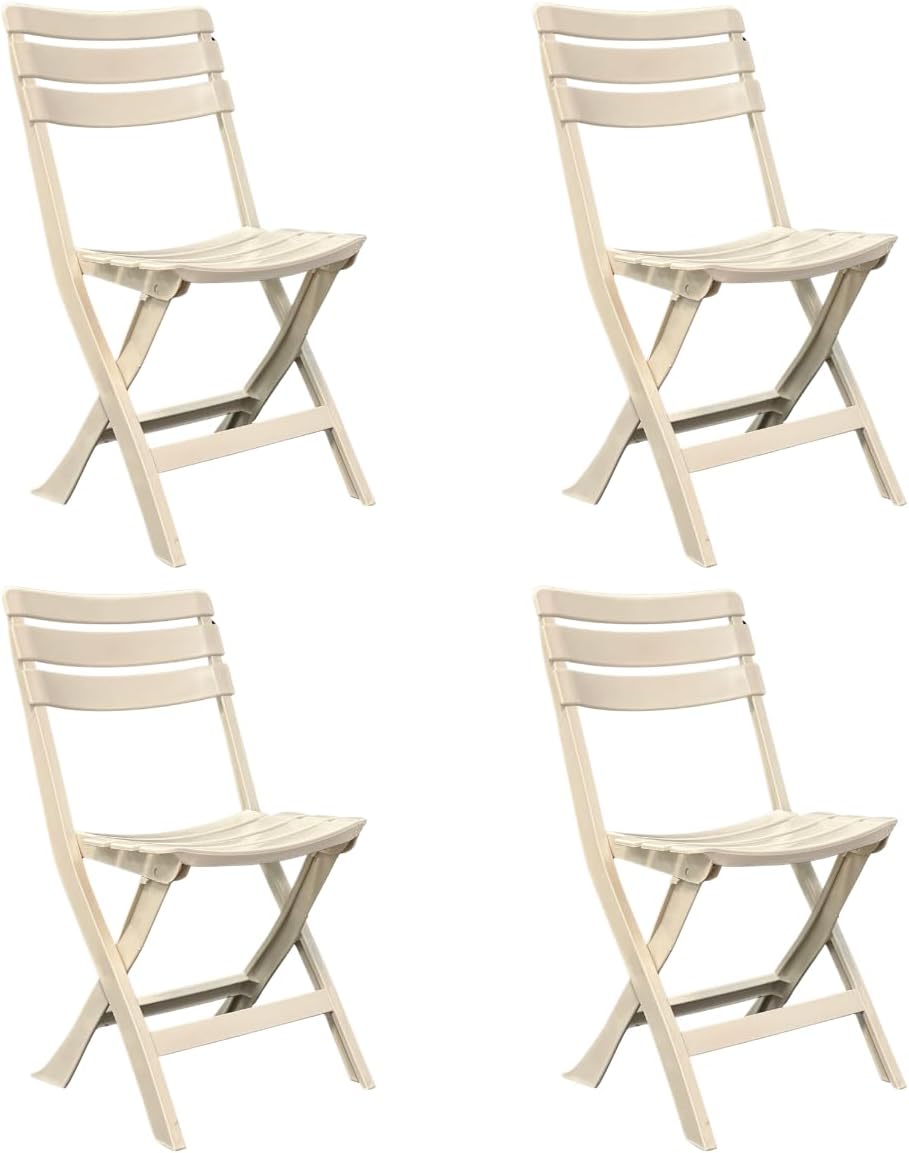 foto del prodotto tomaino sedia da giardino in plastica pieghevole, pratik, set da 4 pz sedie per esterno bianco