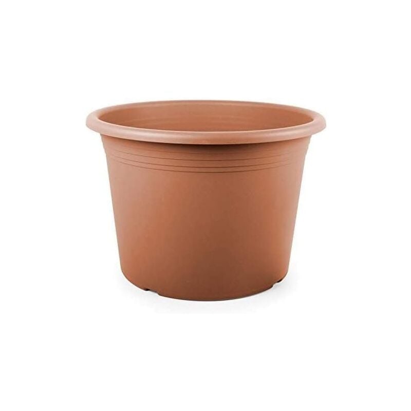 foto del prodotto tomaino vaso per piante e fiori in plastica rotondo, cilindro color terracotta 20