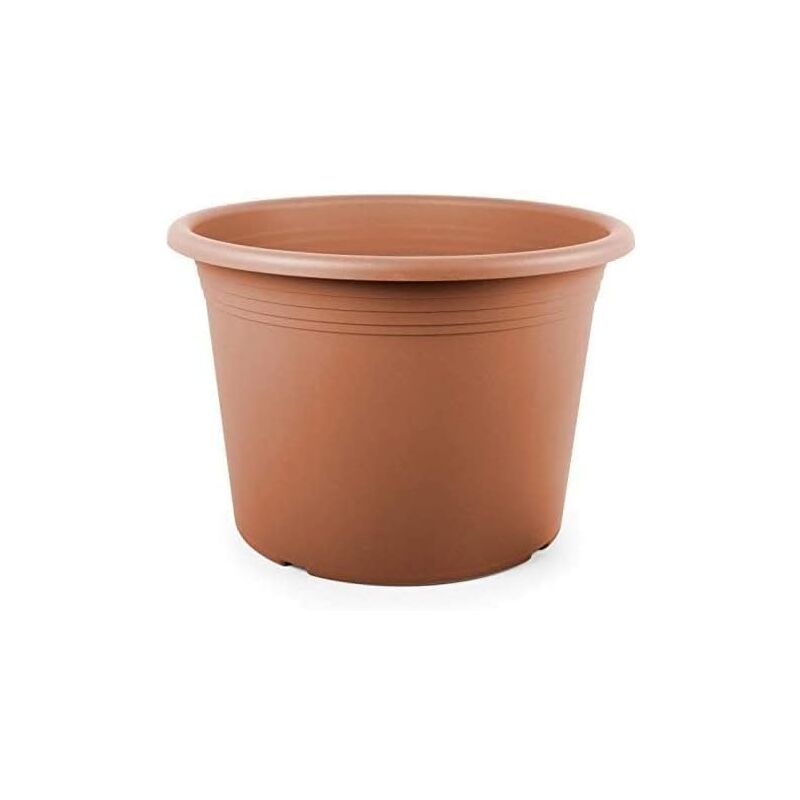 foto del prodotto tomaino vaso per piante e fiori in plastica rotondo, cilindro color terracotta 30