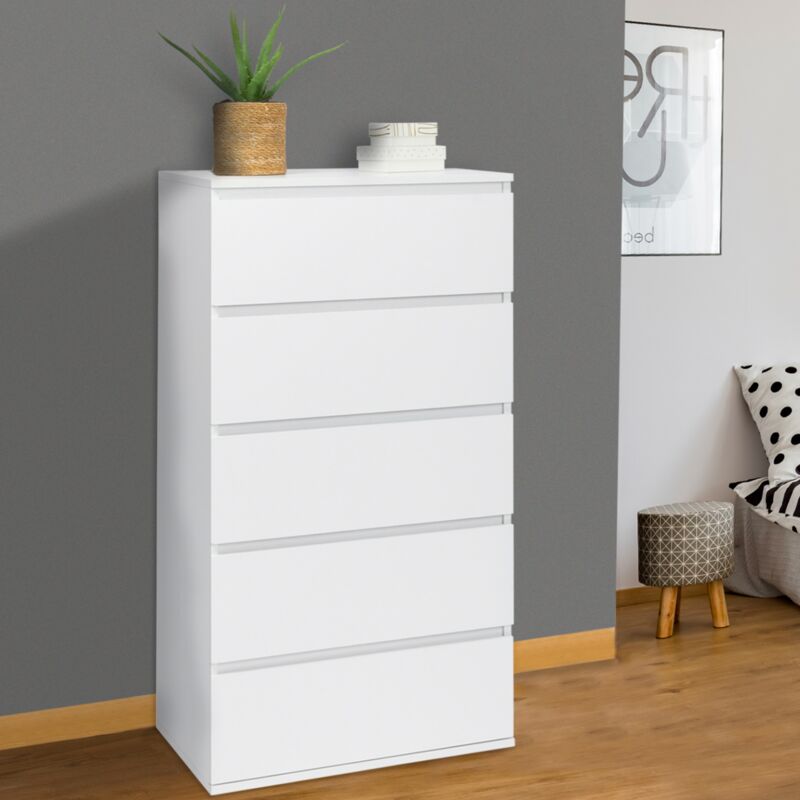 foto del prodotto tomi cassettiera a 5 cassetti 60 cm in legno bianco settimanale