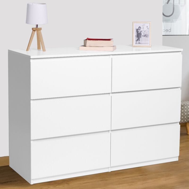 foto del prodotto tomi cassettone a 6 cassetti da 110 cm in legno bianco
