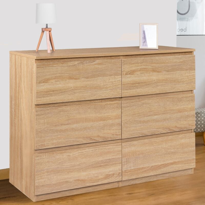 foto del prodotto tomi cassettone a 6 cassetti da 110 cm in legno effetto faggio