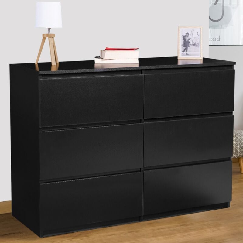 foto del prodotto tomi cassettone a 6 cassetti da 110 cm in legno nero