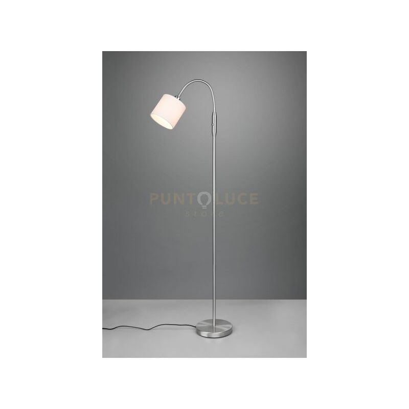 foto del prodotto tommy piantana acciaio satinato flessibile con paralume bianco h.130cm 1 luce attacco e14