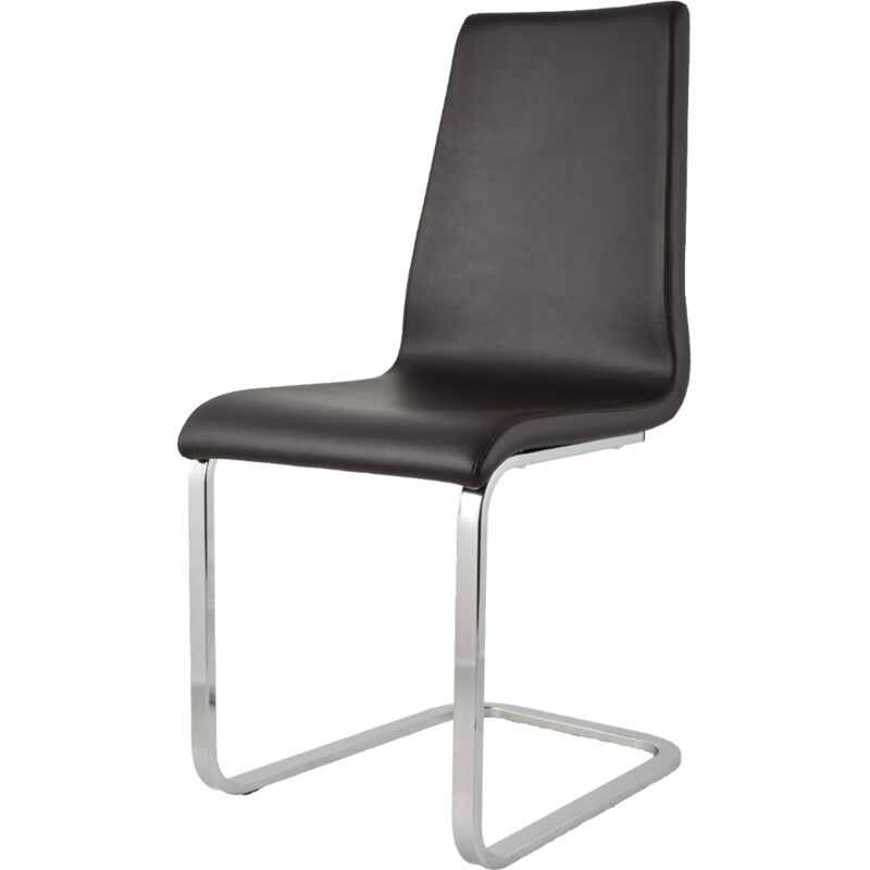 foto del prodotto tommychairs - sedia berlin per cucina e sala da pranzo, scocca in multistrato imbottita e rivestita in pelle artificiale moka e basamento a slitta in
