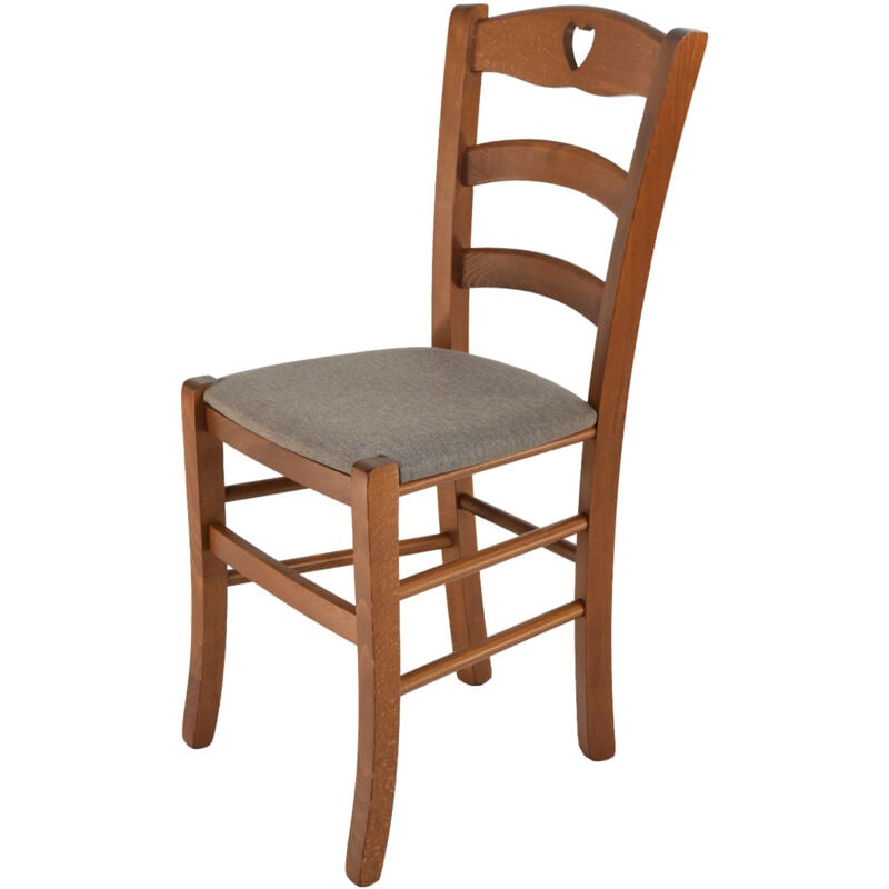 foto del prodotto tommychairs sedia modello cuore per cucina bar e sala da pranzo, robusta struttura in legno di faggio color noce chiaro e seduta rivestita in