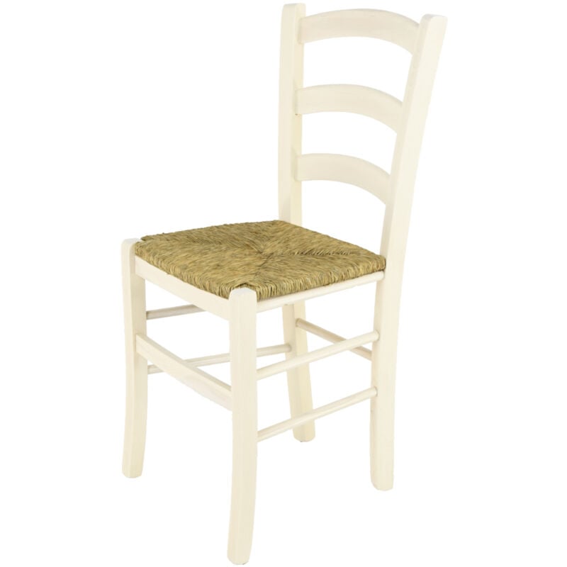 foto del prodotto tommychairs sedia modello venice per cucina bar e sala da pranzo, robusta struttura in legno di faggio verniciata in anilina bianca e seduta in