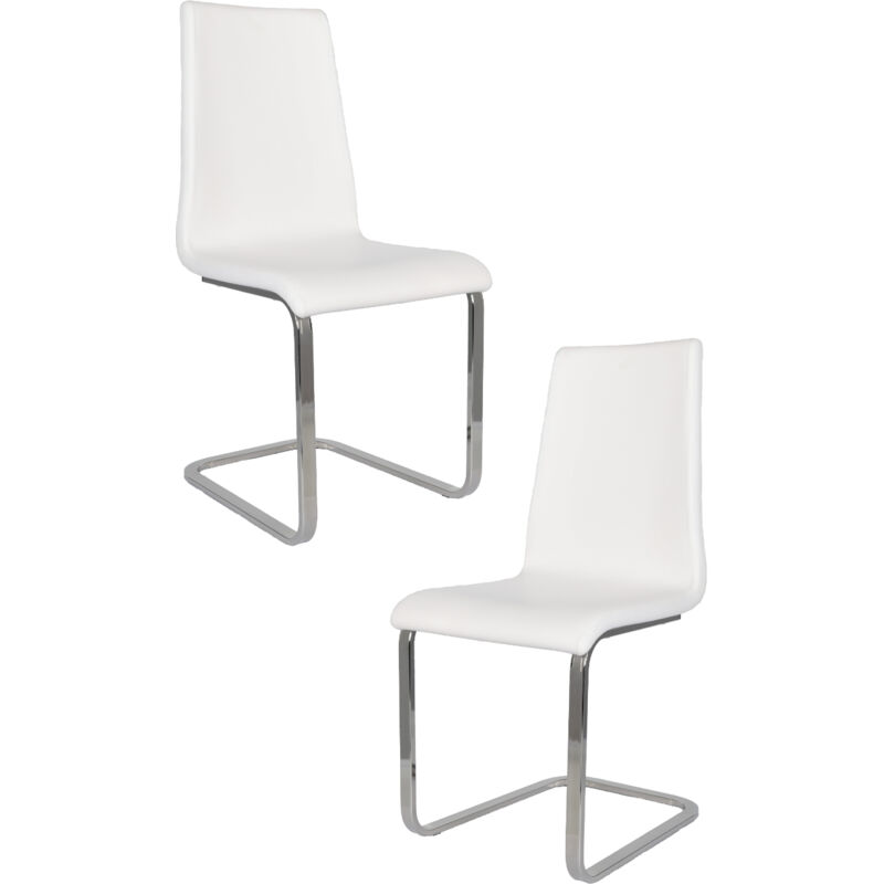 foto del prodotto tommychairs - set 2 sedie berlin per cucina e sala da pranzo, scocca in multistrato imbottita e rivestita in pelle artificiale bianca e basamento a