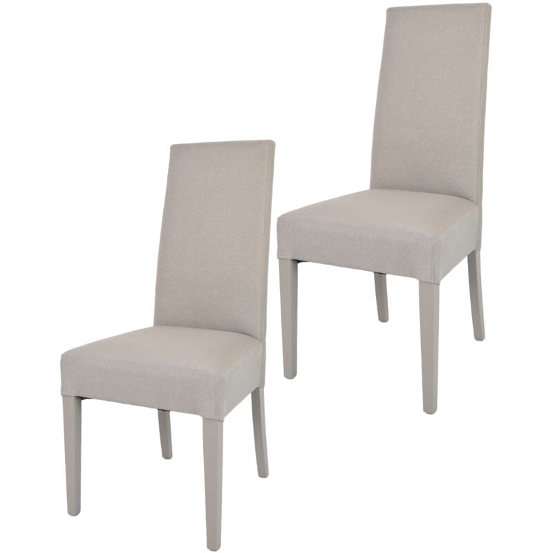 foto del prodotto tommychairs set 2 sedie glam in legno di faggio, seduta e schienale imbottiti e rivestiti in tessuto colore camoscio