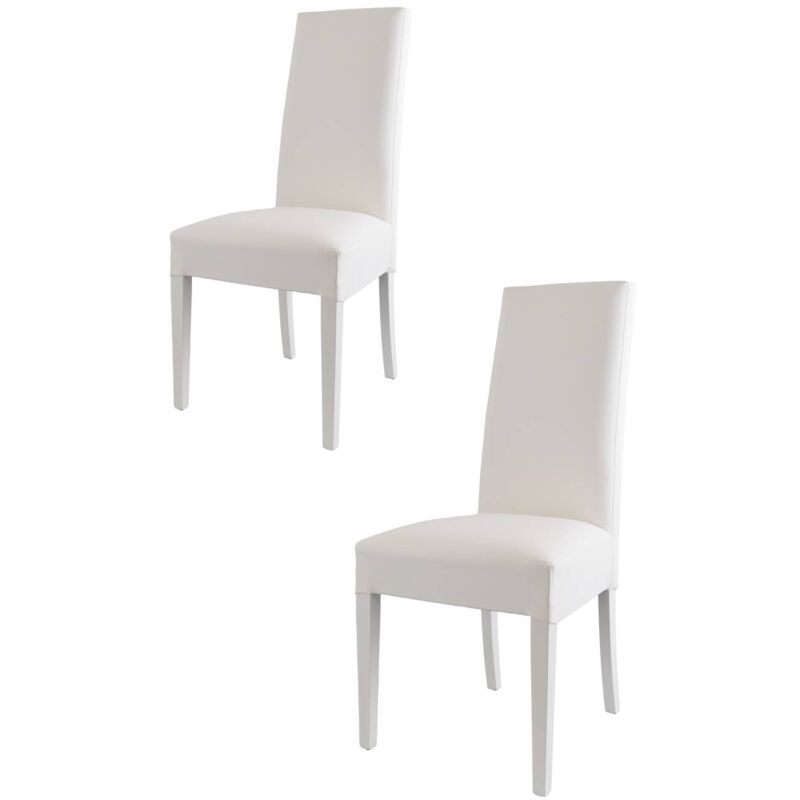 foto del prodotto tommychairs set 2 sedie modello glory per cucina e sala da pranzo, struttura in legno di faggio verniciata bianco, seduta e schienale imbottiti e