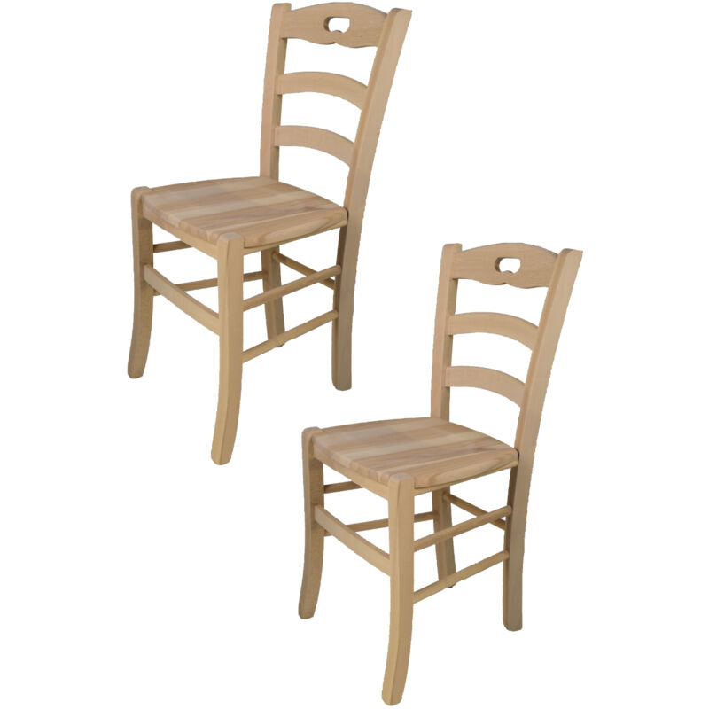 foto del prodotto tommychairs - set 2 sedie modello savoie per cucina bar e sala da pranzo, robusta struttura in legno di faggio levigato, non trattato, 100 naturale