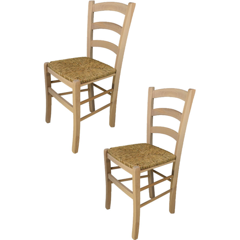 foto del prodotto tommychairs - set 2 sedie modello venezia per cucina bar e sala da pranzo, robusta struttura in legno di faggio levigato, non trattato, 100 naturale