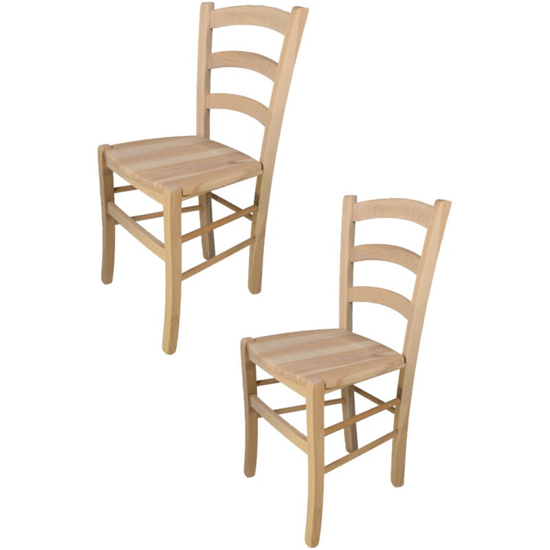 foto del prodotto tommychairs - set 2 sedie modello venezia per cucina bar e sala da pranzo, robusta struttura in legno di faggio levigato, non trattato, 100 naturale