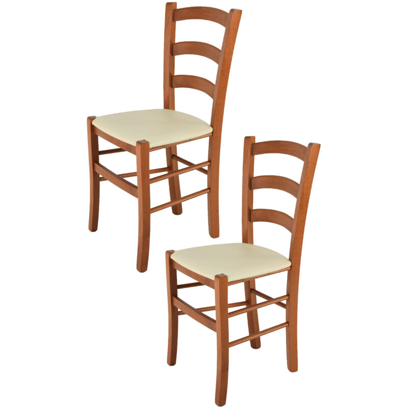foto del prodotto tommychairs set 2 sedie modello venice per cucina bar e sala da pranzo, robusta struttura in legno di faggio color ciliegio e seduta rivestita in