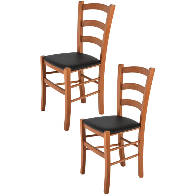 foto del prodotto tommychairs set 2 sedie modello venice per cucina bar e sala da pranzo, robusta struttura in legno di faggio color ciliegio e seduta rivestita in