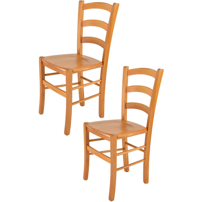 foto del prodotto tommychairs set 2 sedie modello venice per cucina bar e sala da pranzo, robusta struttura in legno di faggio color miele e seduta in legno