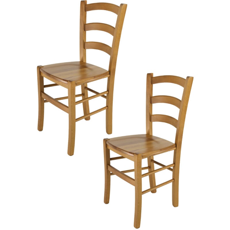 foto del prodotto tommychairs set 2 sedie modello venice per cucina bar e sala da pranzo, robusta struttura in legno di faggio color rovere e seduta in legno