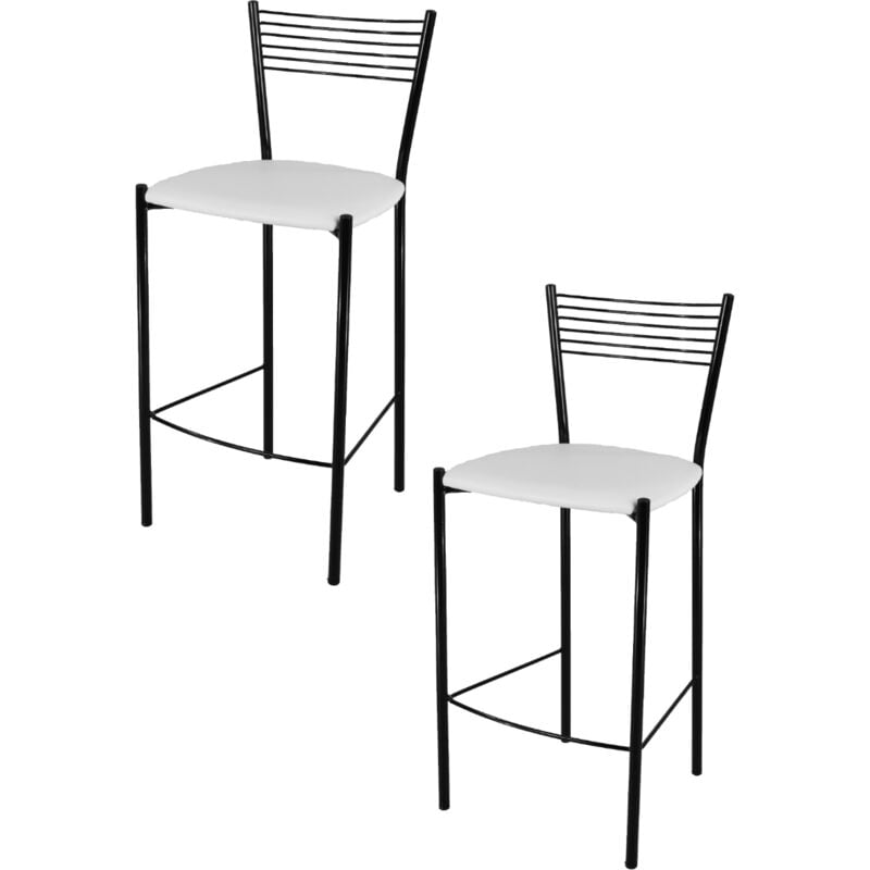 foto del prodotto tommychairs set 2 sgabelli alti modello elegance per cucina e bar, struttura in acciaio verniciata colore nero e seduta imbottita e rivestita in