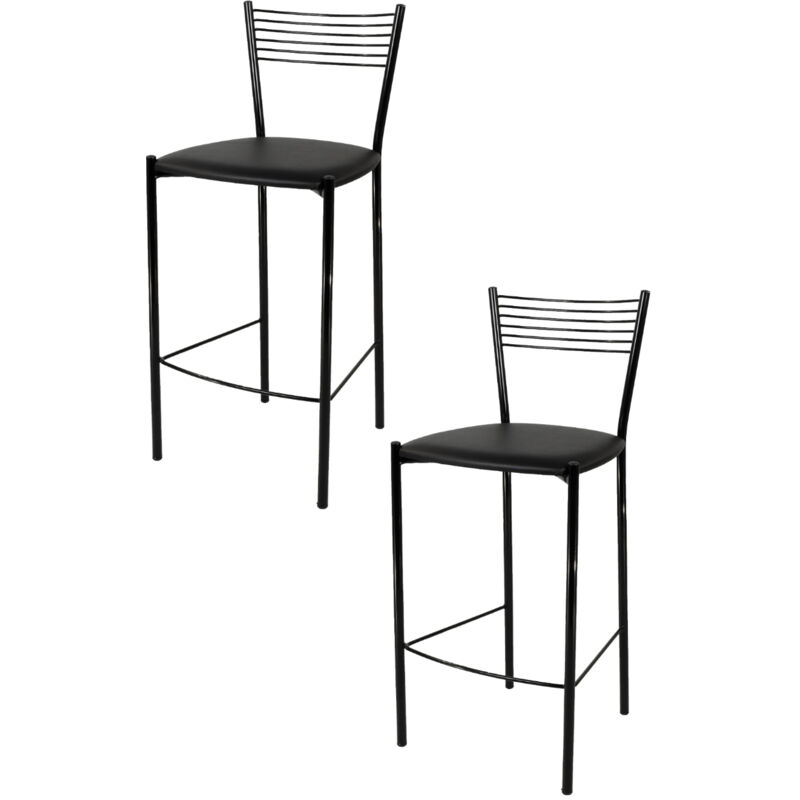 foto del prodotto tommychairs set 2 sgabelli alti modello elegance per cucina e bar, struttura in acciaio verniciata colore nero e seduta imbottita e rivestita in