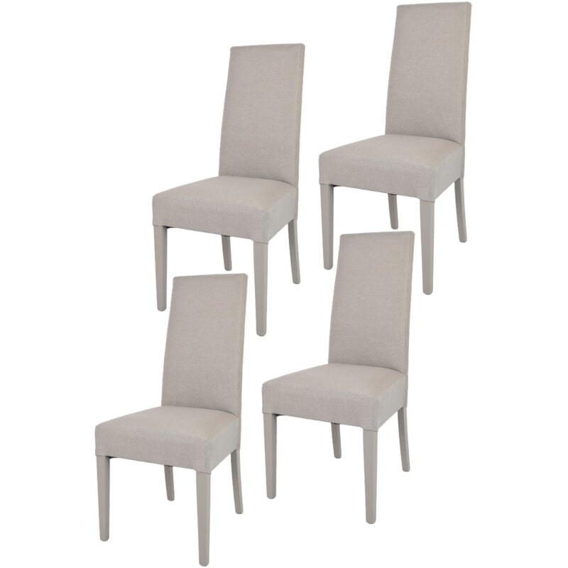 foto del prodotto tommychairs set 4 sedie glam in legno di faggio, seduta e schienale imbottiti e rivestiti in tessuto colore camoscio