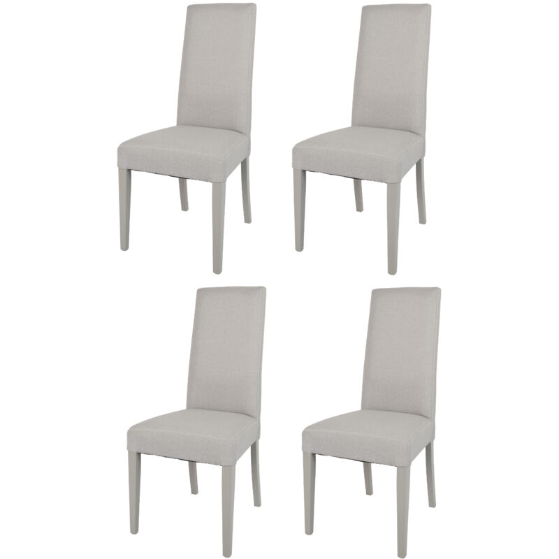 foto del prodotto tommychairs set 4 sedie glam in legno di faggio, seduta e schienale imbottiti e rivestiti in tessuto colore grigio perla