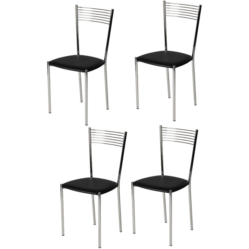 foto del prodotto tommychairs - set 4 sedie modello elegance per cucina bar e sala da pranzo, struttura in acciaio cromato e seduta imbottita e rivestita in pelle