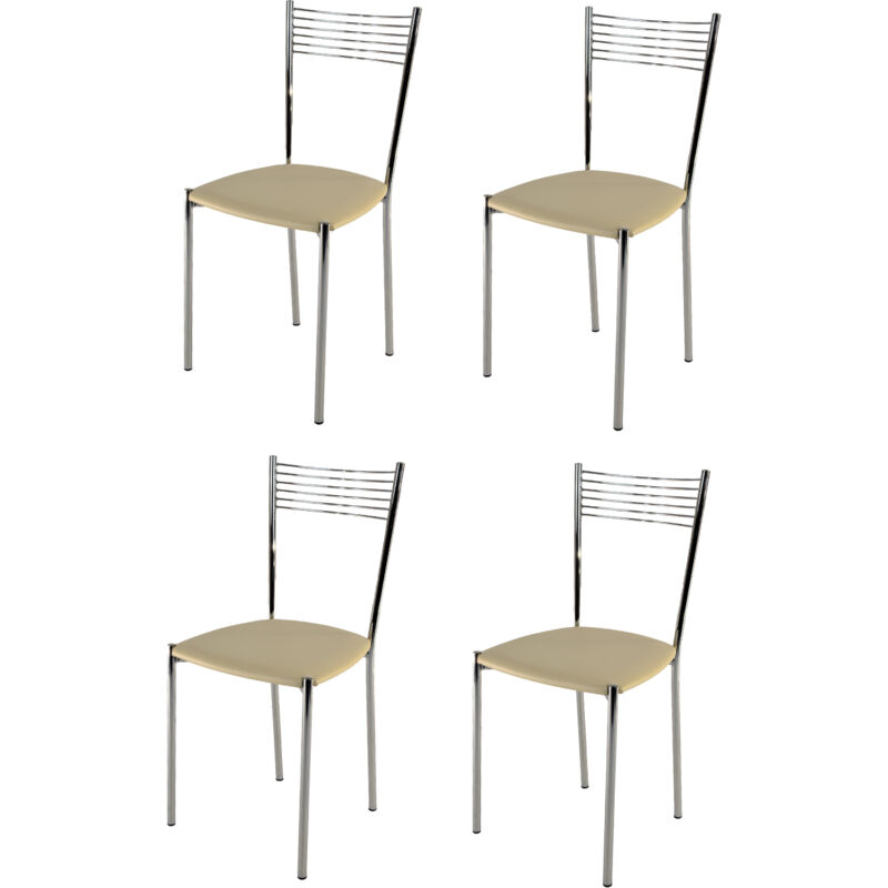 foto del prodotto tommychairs - set 4 sedie modello elegance per cucina bar e sala da pranzo, struttura in acciaio cromato e seduta imbottita e rivestita in pelle