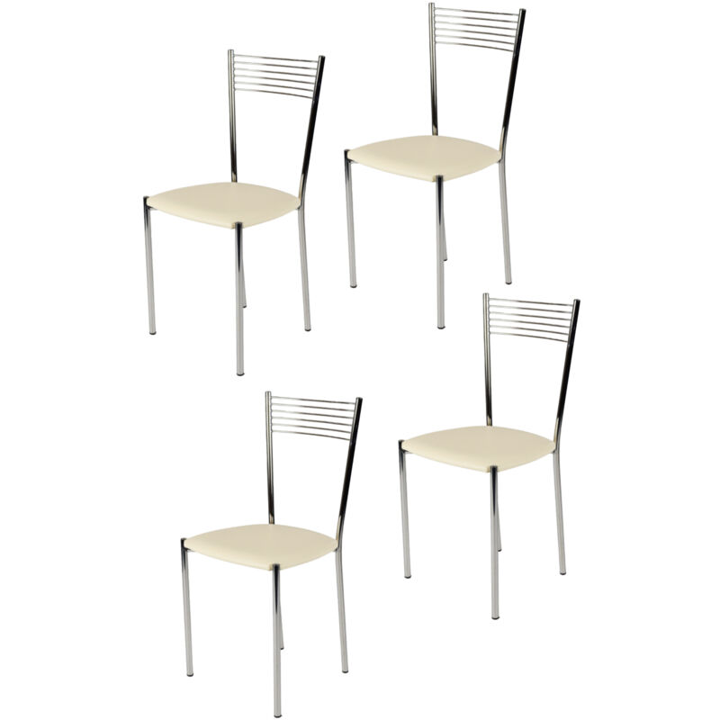 foto del prodotto tommychairs - set 4 sedie modello elegance per cucina bar e sala da pranzo, struttura in acciaio cromato e seduta imbottita e rivestita in pelle