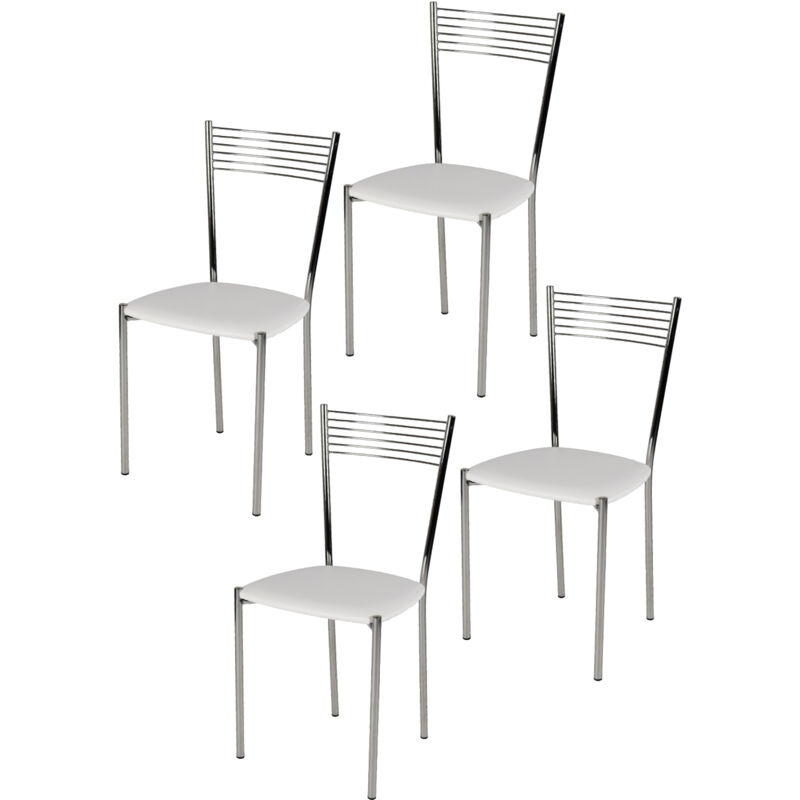 foto del prodotto tommychairs - set 4 sedie modello elegance per cucina bar e sala da pranzo, struttura in acciaio cromato e seduta imbottita e rivestita in pelle