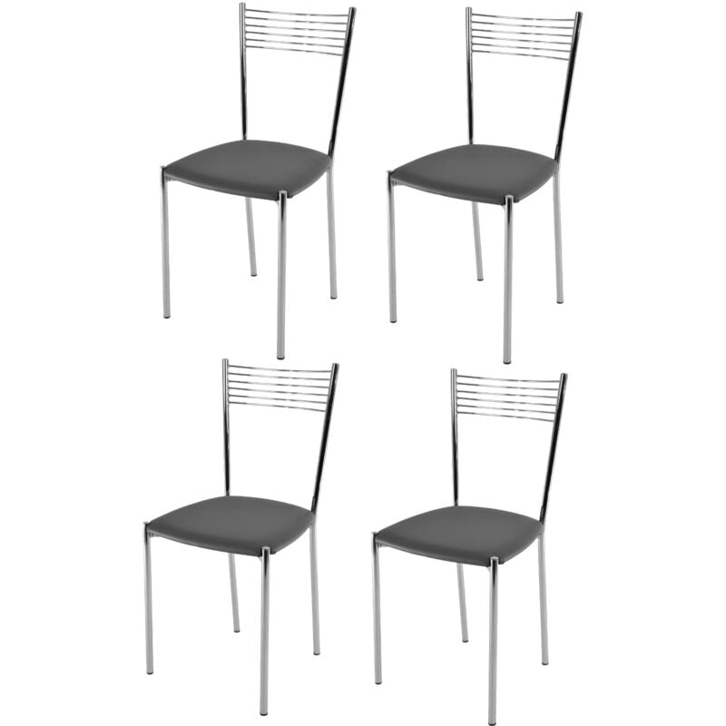 foto del prodotto tommychairs - set 4 sedie modello elegance per cucina bar e sala da pranzo, struttura in acciaio cromato e seduta imbottita e rivestita in pelle