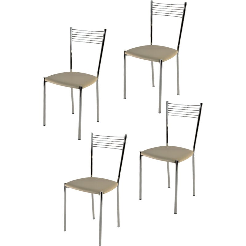 foto del prodotto tommychairs - set 4 sedie modello elegance per cucina bar e sala da pranzo, struttura in acciaio cromato e seduta imbottita e rivestita in pelle