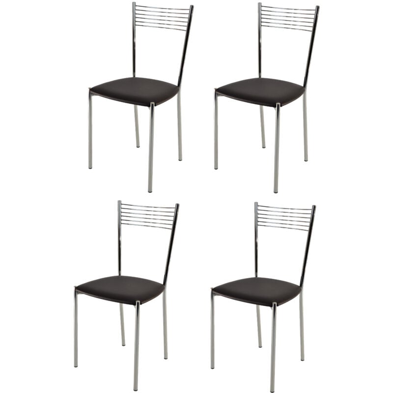 foto del prodotto tommychairs - set 4 sedie modello elegance per cucina bar e sala da pranzo, struttura in acciaio cromato e seduta imbottita e rivestita in pelle