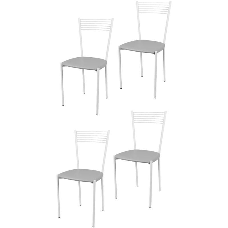 foto del prodotto tommychairs set 4 sedie modello elegance per cucina bar e sala da pranzo, struttura in acciaio verniciata colore bianco e seduta imbottita e