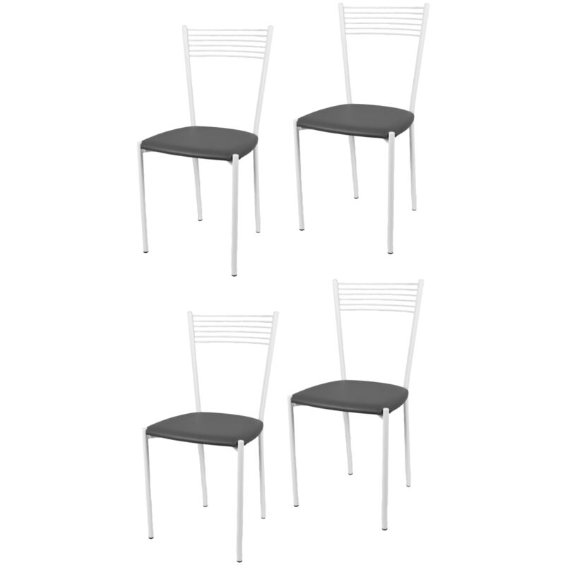foto del prodotto tommychairs set 4 sedie modello elegance per cucina bar e sala da pranzo, struttura in acciaio verniciata colore bianco e seduta imbottita e
