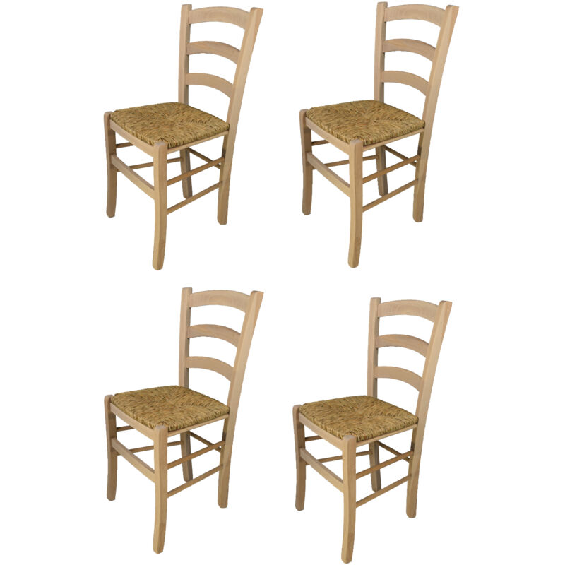 foto del prodotto tommychairs - set 4 sedie modello venezia per cucina bar e sala da pranzo, robusta struttura in legno di faggio levigato, non trattato, 100 naturale
