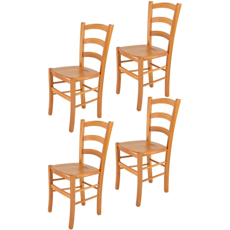 immagine 0 del prodotto tommychairs set 4 sedie modello venice per cucina bar e sala da pranzo, robusta struttura in legno di faggio color miele e seduta in legno