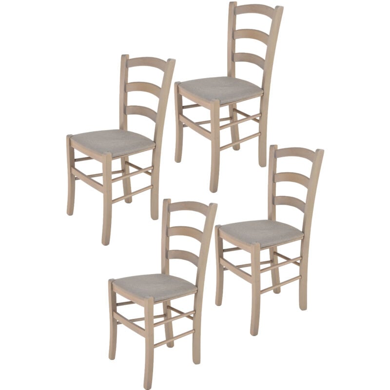 foto del prodotto tommychairs - set 4 sedie modello venice per cucina bar e sala da pranzo, robusta struttura in legno di faggio verniciata anilina grigio chiaro e