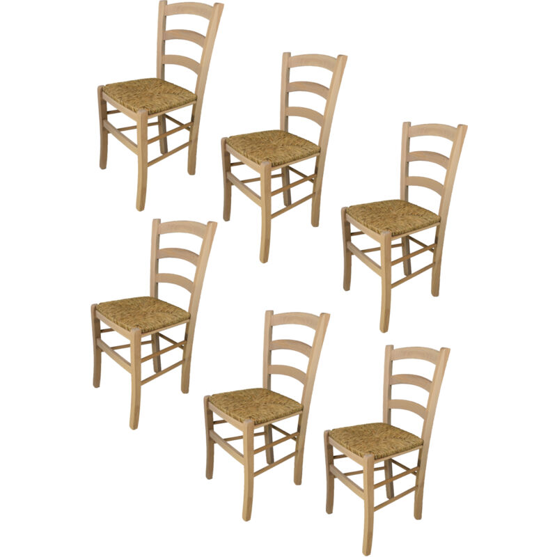 foto del prodotto tommychairs set 6 sedie modello venezia per cucina bar e sala da pranzo, robusta struttura in legno di faggio levigato, non trattato, 100 naturale