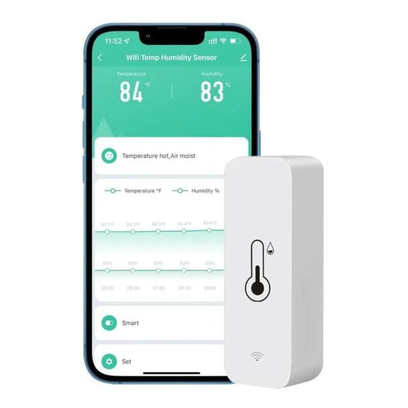 foto del prodotto tonchean 1 x igrometro wifi per auto, casa, interni ed esterni sensore wireless di temperatura e umidit con avviso tramite app remota, funziona