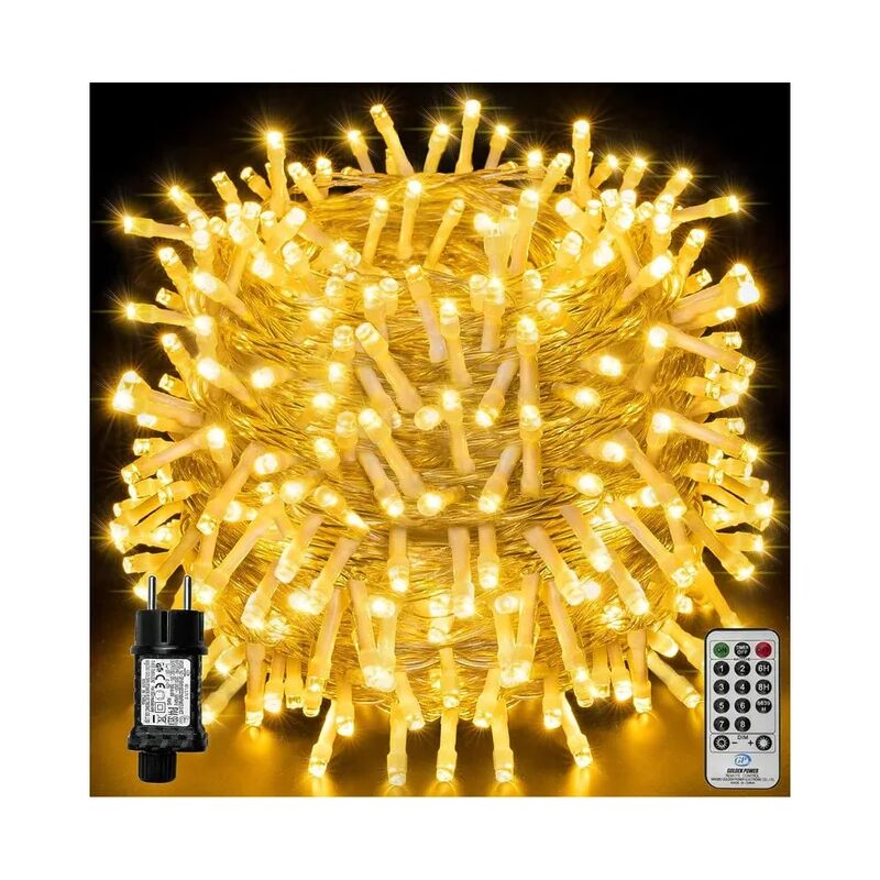 foto del prodotto tonchean 100m 1000led led string lights, ip44 luci di natale impermeabili con telecomando e timer, 8 modalit , bianco caldo