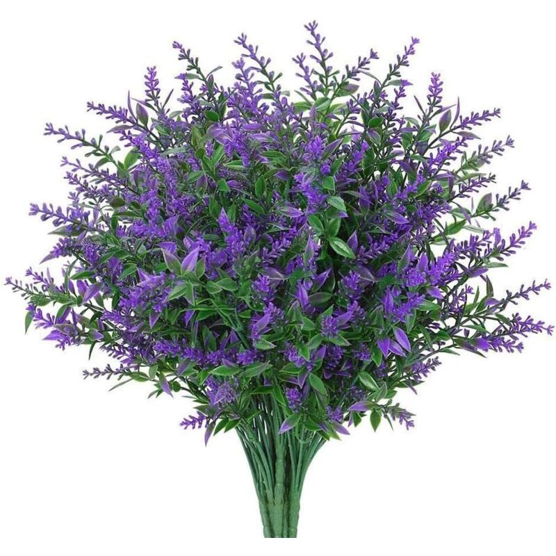 foto del prodotto tonchean 12 pezzi di piante di lavanda artificiali per interni ed esterni in plastica resistenti ai raggi uv, fiori finti, piante, bouquet per