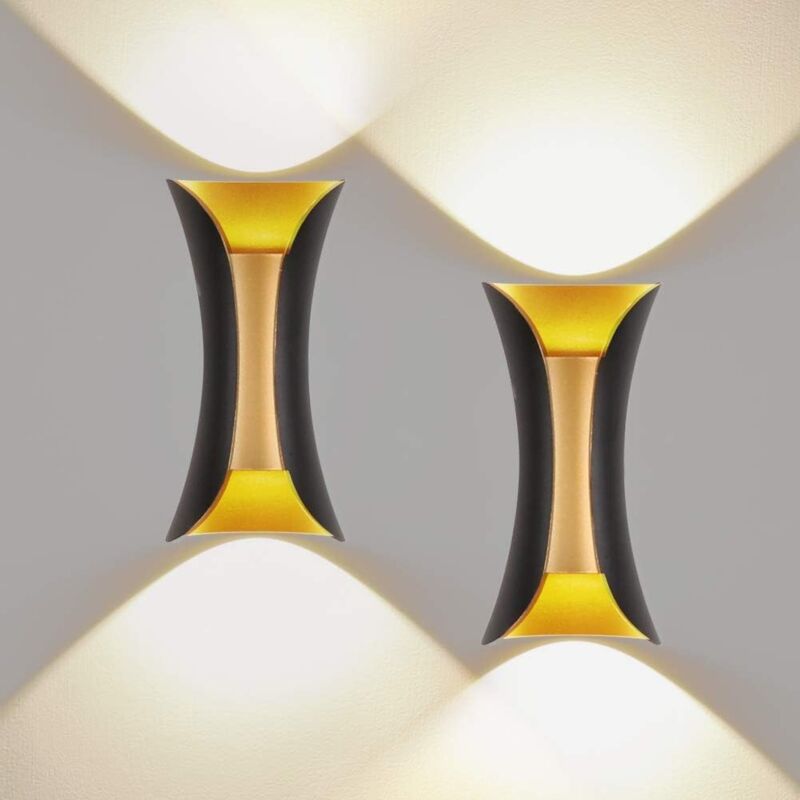 foto del prodotto tonchean 2 confezioni di applique da parete per interni ed esterni, 10 w, 3000 k, bianco caldo, ip65, impermeabile, per soggiorno, camera da letto